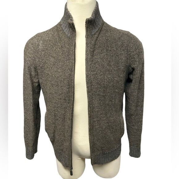 Black Brown 1826  Lamb’s Wool Blend Men’s Zip Up Sweater Light BrownFall Winter - Picture 5 of 10
